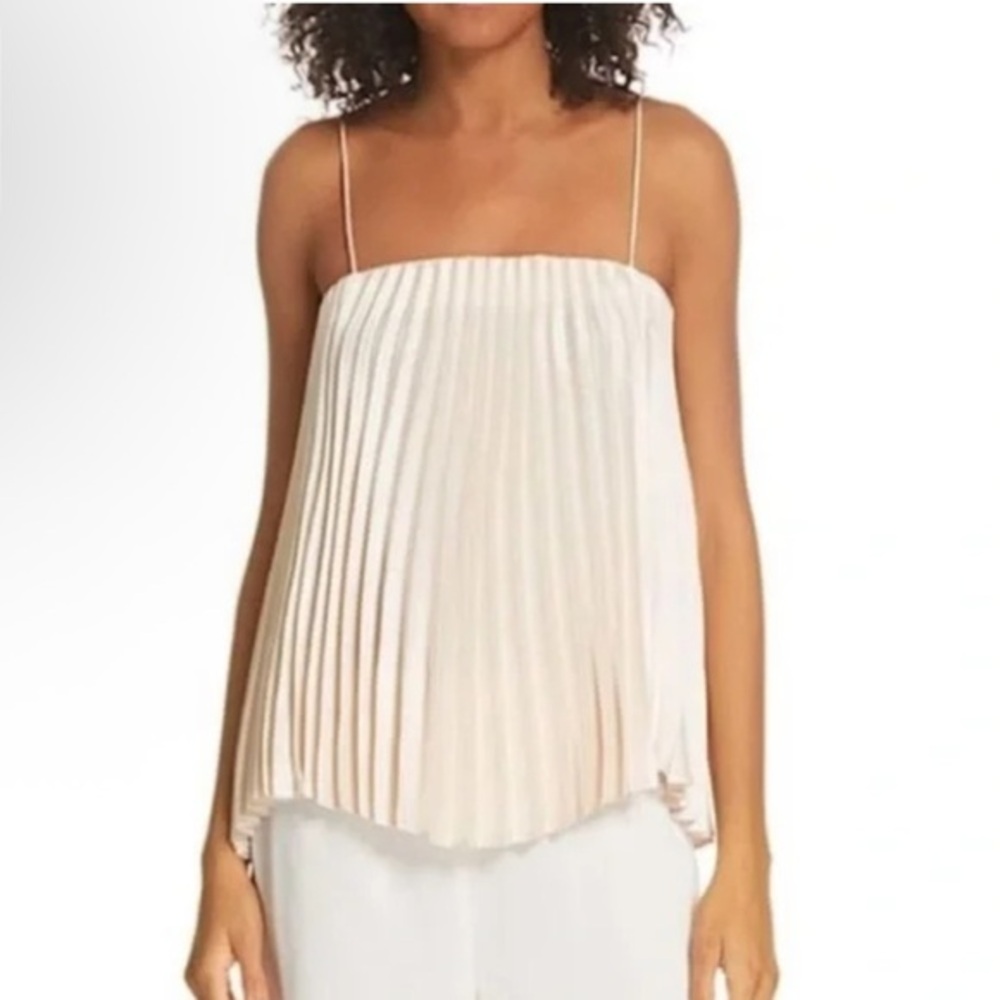 Vince Beige Square-Neck Pleated Camisole